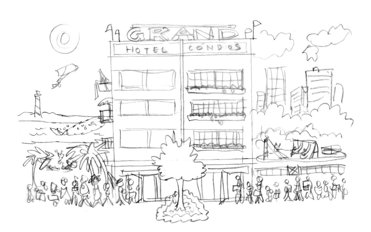 Repost from my drawing of the hotel because I forgot to put [OC] :  r/HazbinHotel
